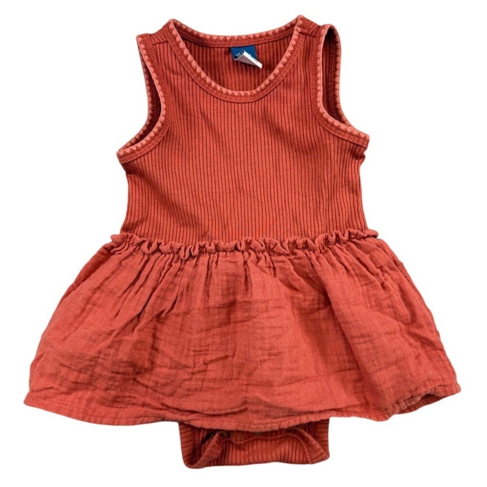 Old Navy Baby Girl Ginger Spice Ribbed Gauze Bodysuit Dress 6-12M 688473-02